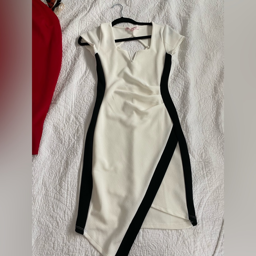 White and black cocktail dress